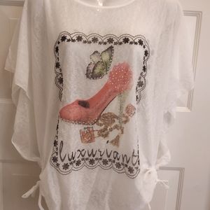 "XIA" BUTTERFLY SLEEVES STILLETO BLOUSE,